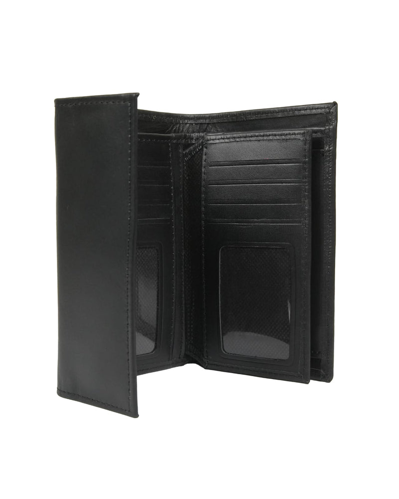3 fold fancy cow leather unisex wallet