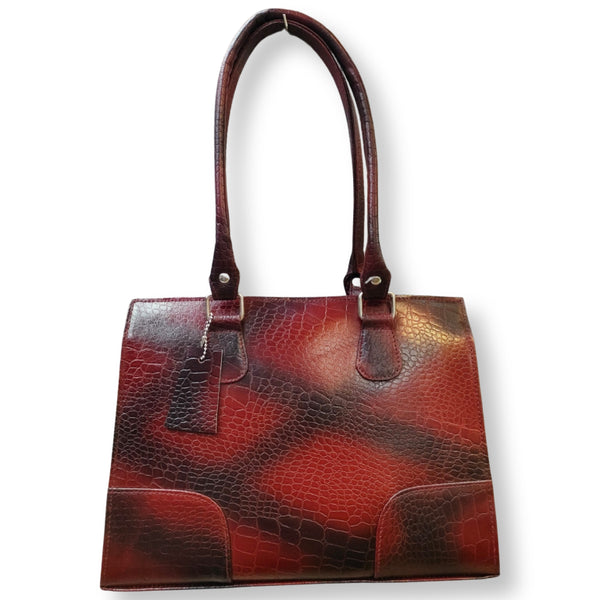 Crocodile Textured Leather Tote Bag