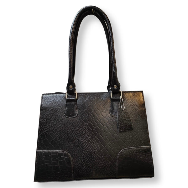 Crocodile Textured Leather Tote Bag
